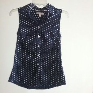 Banana Republic Sleeveless Button Down Polka Dots
